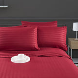 Luxury Strip Satin Bed sheet Set - Mahroon
