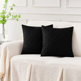 Quilted Cushion Cover Square 16✘16 Inches - Black