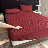 Quilted waterproof Mattress Cover - Dark Maroon