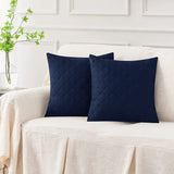 Quilted Cushion Cover Square 16✘16 Inches - Navy Blue