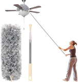 Microfiber Duster with Extension Pole (Stainless Steel) 30 to 100'', with Bendable Head, Extendable Long