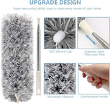 Microfiber Duster with Extension Pole (Stainless Steel) 30 to 100'', with Bendable Head, Extendable Long