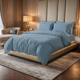 SILVER SATIN STRIPE BEDSHEET SET - 5 PCS
