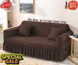 Fluffy Bubble Fabric Sofa Cover - Brown