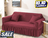 Fluffy Bubble Fabric Sofa Cover - Maroon