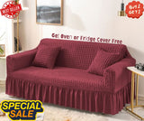 Fluffy Bubble Fabric Sofa Cover - Maroon