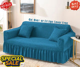 Fluffy Bubble Fabric Sofa Cover - Turquoise