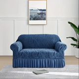 Zebra Velvet Sofa Covers - Blue