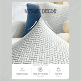 Jacquard Stripe Sofa Cover - Grey