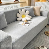 Jacquard Stripe Sofa Cover - Grey