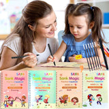 Kids Magic Practice Book Set of 4-Kids learning for Home and school with 10 refill pens