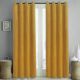 2 Pieces Plain Dyed Velvet Eyelet Curtains-Yellow