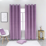 2 Pieces Plain Dyed Velvet Eyelet Curtains-Smoke Purple