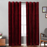 2 Pieces Plain Dyed Velvet Eyelet Curtains-Maroon