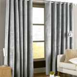 2 Pieces Plain Dyed Velvet Eyelet Curtains-Silver Grey