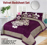 JACQUARD VELVET BED SHEET ( PURPLE) - 5 PCS