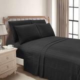 Luxury Strip Satin Bed sheet Set - Black