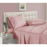 Luxury Strip Satin Bed sheet Set - Pink