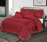 Marry Silver 5 Pcs Heavy Palachi Velvet Red Bedding Set