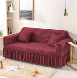 Fluffy Bubble Fabric Sofa Cover - Maroon