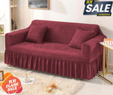 Fluffy Bubble Fabric Sofa Cover - Maroon