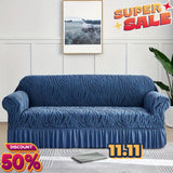 Zebra Velvet Sofa Covers - Blue