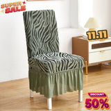 Velvet Zebra Chair Cover - Green