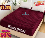 Quilted waterproof Mattress Cover - Dark Maroon