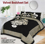 JACQUARD VELVET BED SHEET ( BLACK ) - 5 PCS