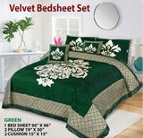 JACQUARD VELVET BED SHEET ( GREEN ) - 5 PCS