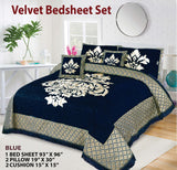 JACQUARD VELVET BED SHEET ( BLUE) - 5 PCS