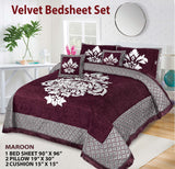 JACQUARD VELVET BED SHEET ( MAROON ) - 5 PCS