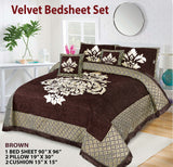 JACQUARD VELVET BED SHEET ( BROWN ) - 5 PCS