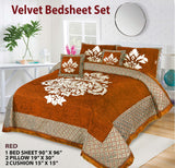 JACQUARD VELVET BED SHEET ( RUST ) - 5 PCS