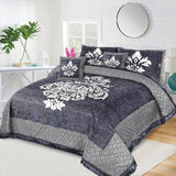 JACQUARD VELVET BED SHEET ( GREY ) - 5 PCS