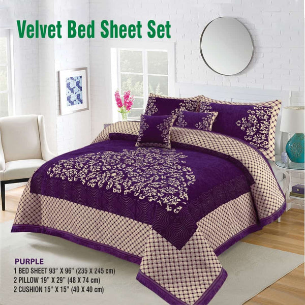 JACQUARD VELVET BED SHEET - 5 Pcs