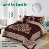 JACQUARD VELVET BED SHEET ( MAROON ) - 5 PCS
