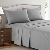 Luxury Strip Satin Bed sheet Set - Light Grey