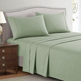 Luxury Strip Satin Bed sheet Set - Sage Green