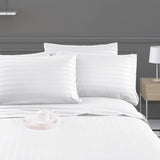 Luxury Strip Satin Bed sheet Set - White