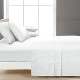 Luxury Strip Satin Bed sheet Set - White