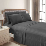 Luxury Strip Satin Bed sheet Set - Charcoal