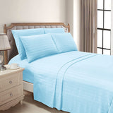Luxury Strip Satin Bed sheet Set - Sky Blue