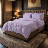 L.PURPLE SATIN STRIPE BEDSHEET SET - 5 PCS