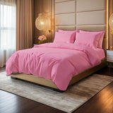 PINK SATIN STRIPE BEDSHEET SET - 5 PCS