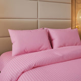 PINK SATIN STRIPE BEDSHEET SET - 5 PCS