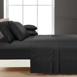 Luxury Strip Satin Bed sheet Set - Black