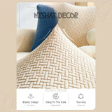 Jacquard Stripe Sofa Cover - Biege