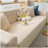 Jacquard Stripe Sofa Cover - Biege