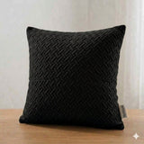 Jacquard Stripe Cushion Cover Square 16✘16 Inches - Black